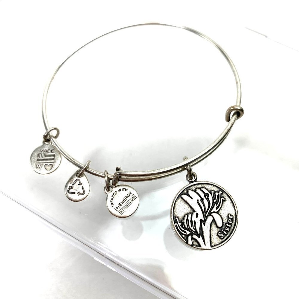 Alex and Ani Sister Charm Bracelet - Silver Finish Expands 2"- 3.5"